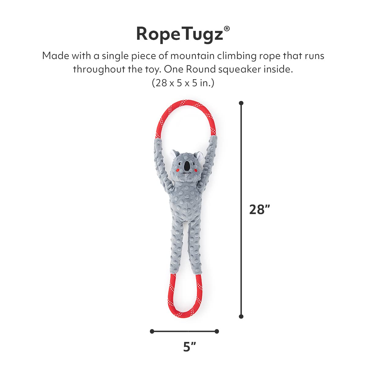 ZippyPaws RopeTugz Koala in action shows durable tug-and-chew for dogs.