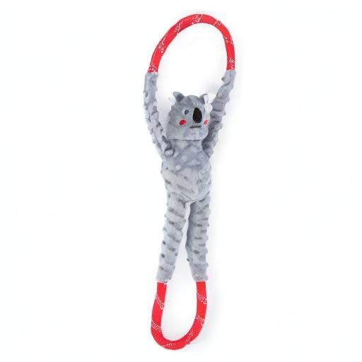 ZippyPaws RopeTugz Koala remains soft after washes for quick play readiness.