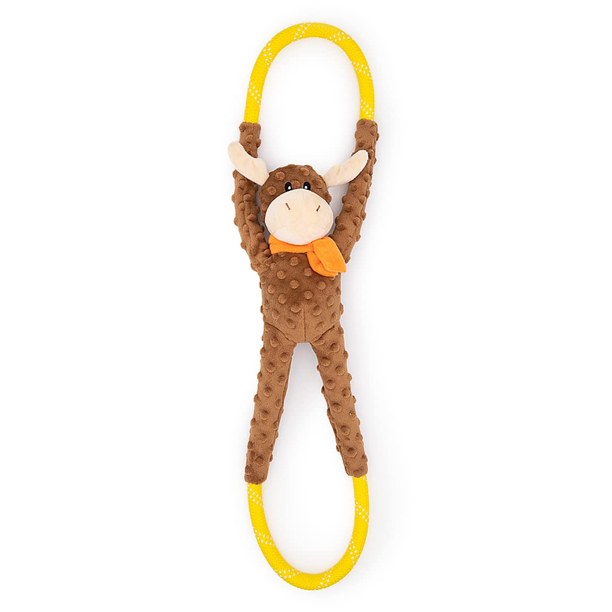 ZippyPaws RopeTugz Moose front view shows a durable tug toy for dogs of all sizes.