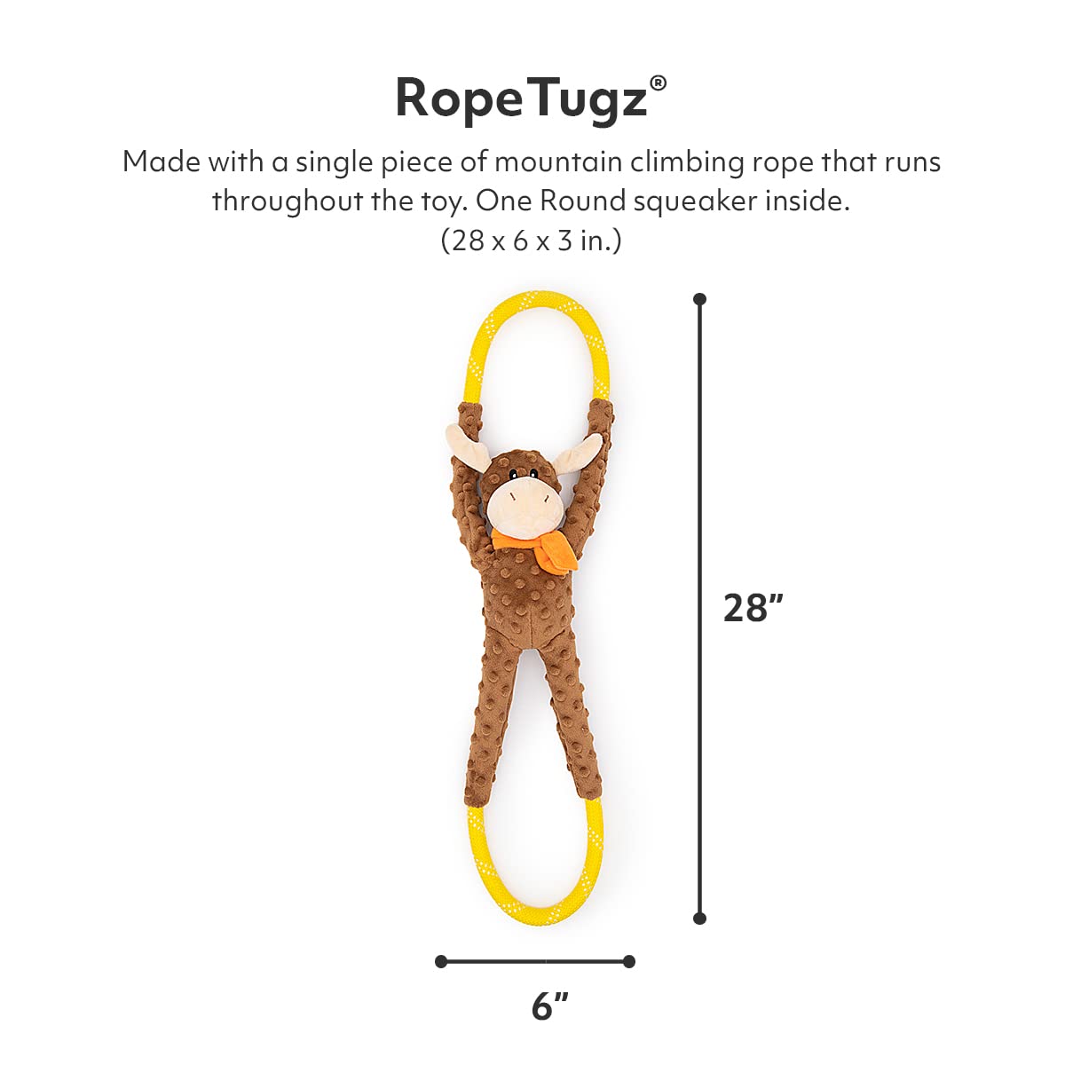 ZippyPaws RopeTugz Moose plush-rope hybrid delivers soft cuddles with rugged tug-play.
