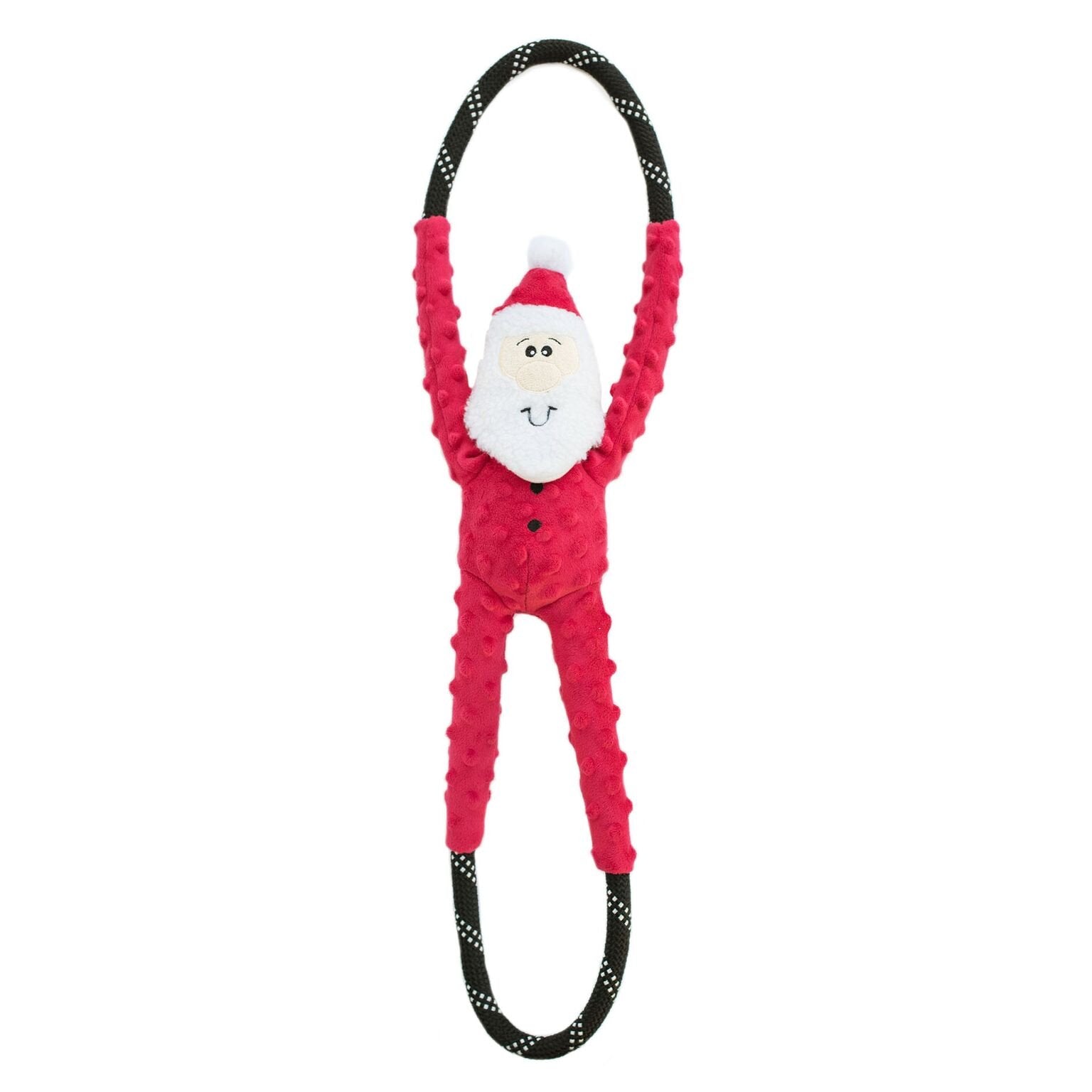 ZippyPaws RopeTugz Santa toy close-up shows durable rope for tug play