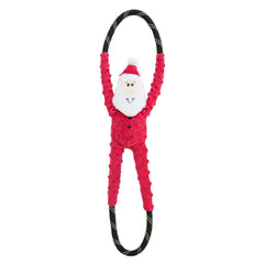 ZippyPaws RopeTugz Santa toy close-up shows durable rope for tug play