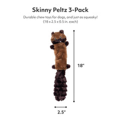 ZippyPaws Skinny Peltz lemur 18in plush toy with independent squeakers for engaging sounds
