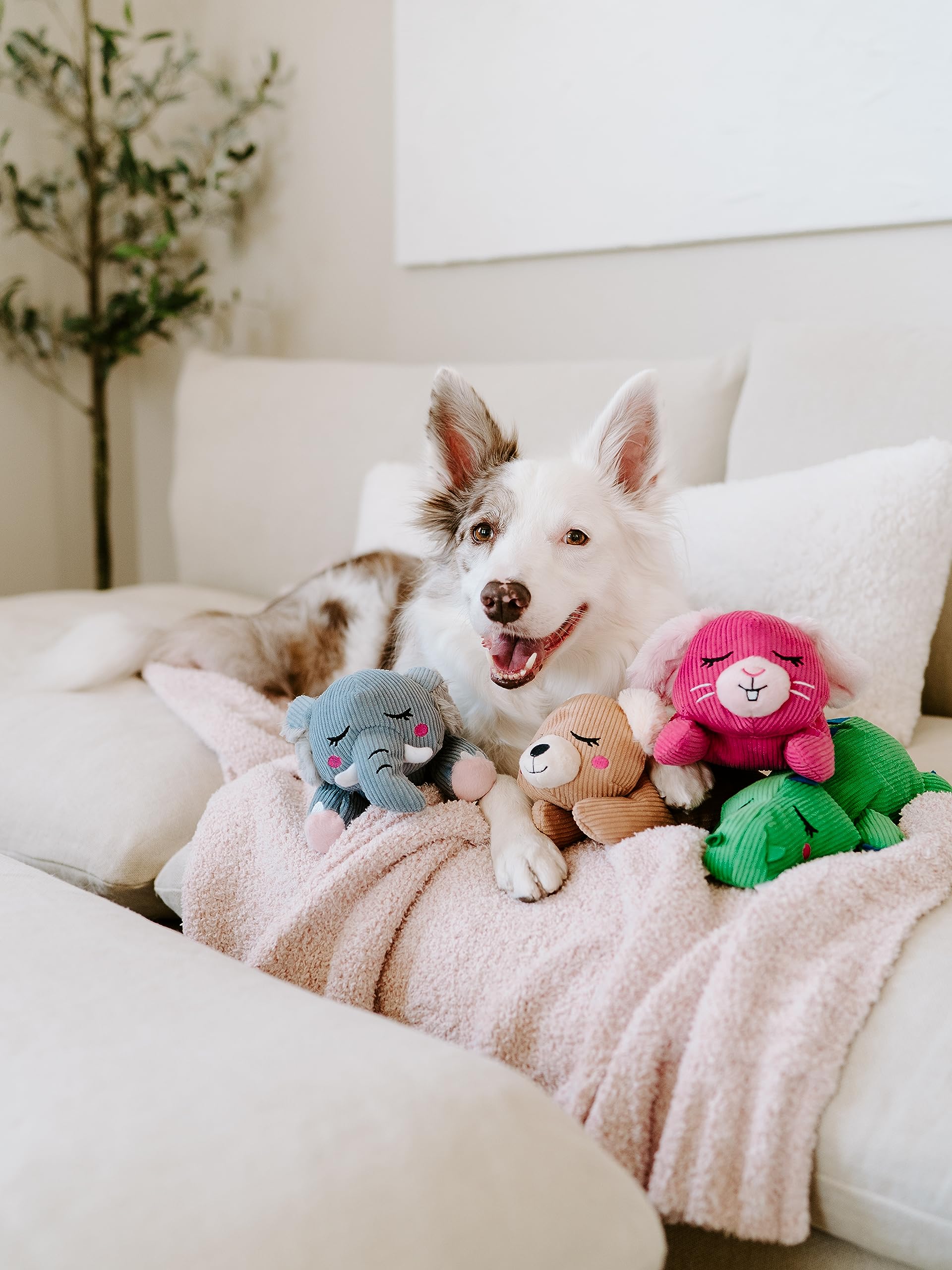 ZippyPaws Snooziez Bunny pink durable corduroy toy for long-lasting play.