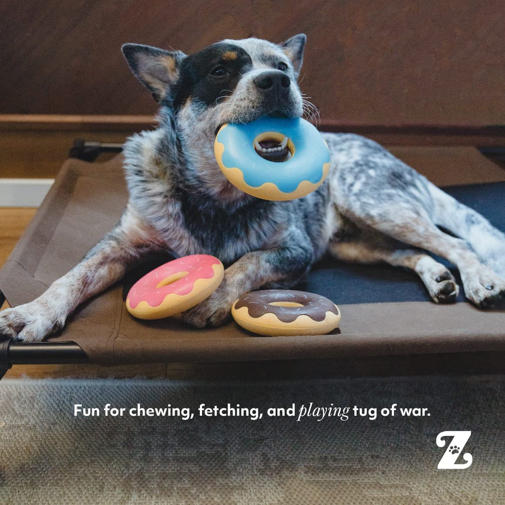 ZippyPaws ZippyTuff donut toy durable TPR construction for long-lasting chewing.