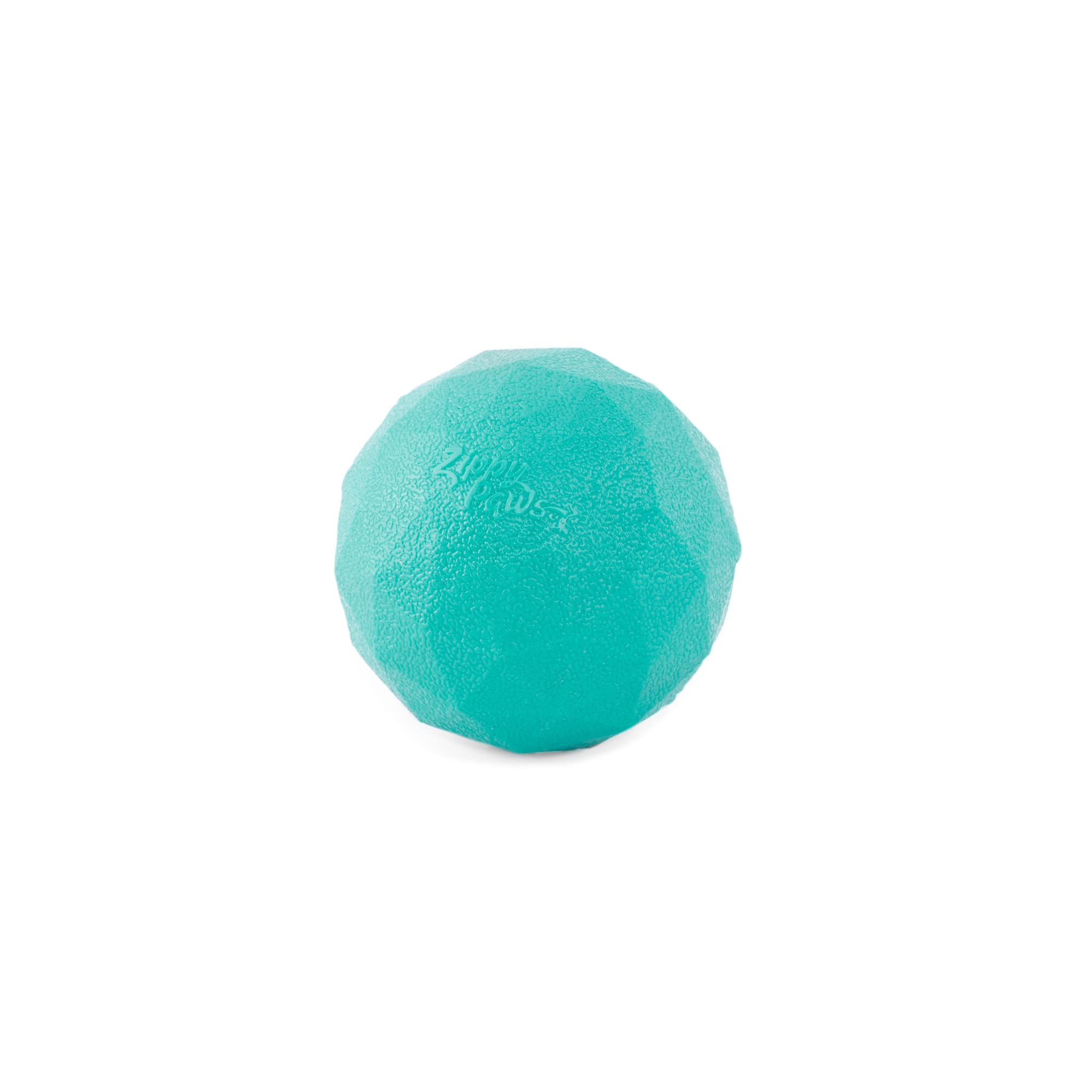 ZippyPaws ZippyTuff Waggle Ball closeup in teal for durable chewing.