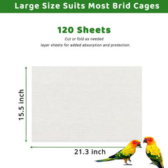 ZIQON bird cage liner papers dimensions 21.3 by 15.5 inches for cage fit