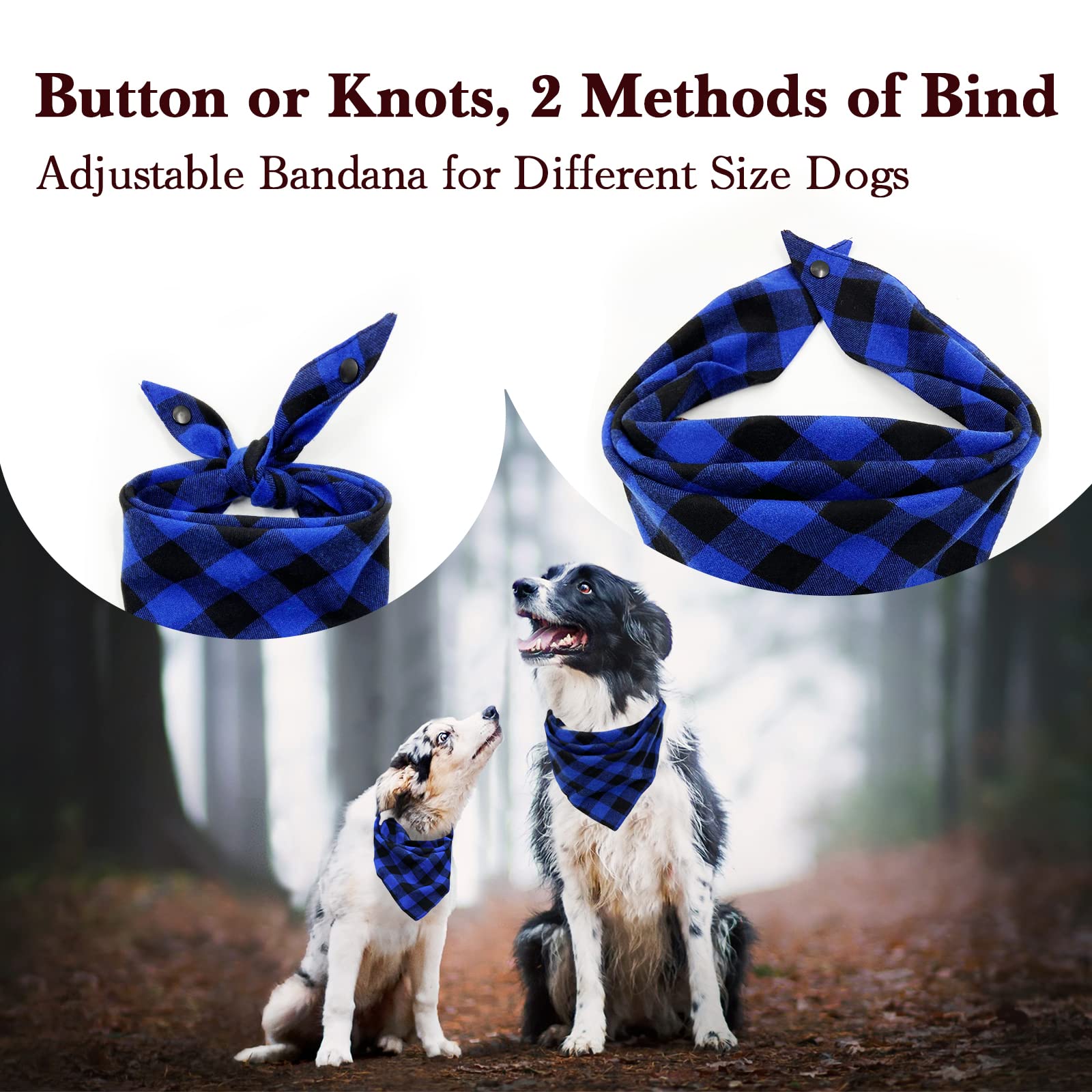ZIRVYIR Birthday Plaid Dog Bandana button-design highlights easy wear for large dogs.