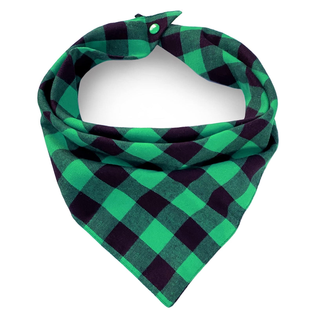 ZIRVYIR Christmas plaid dog bandana with button for secure fit during festive wear
