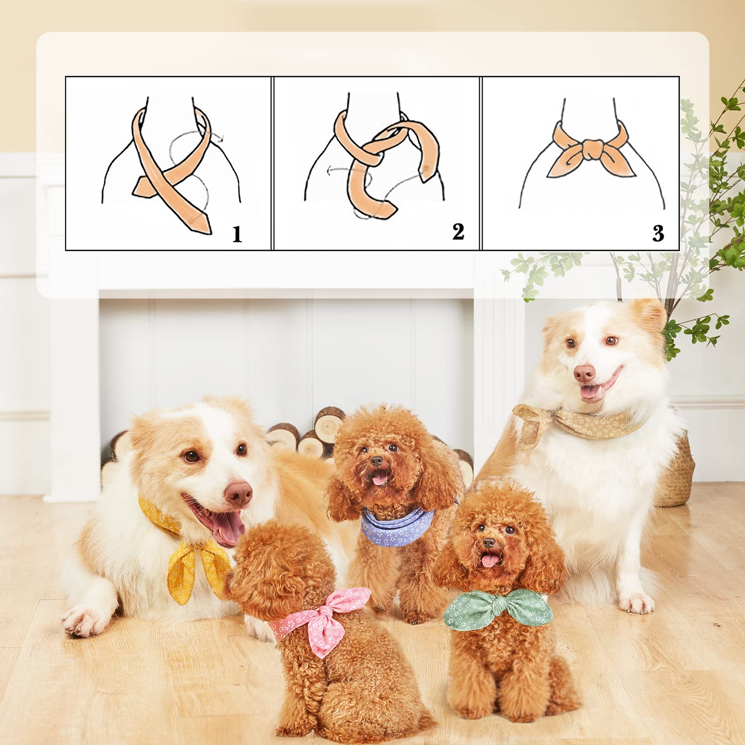 ZIRVYIR Flower-design dog bandana worn during pet fashion photos and celebrations