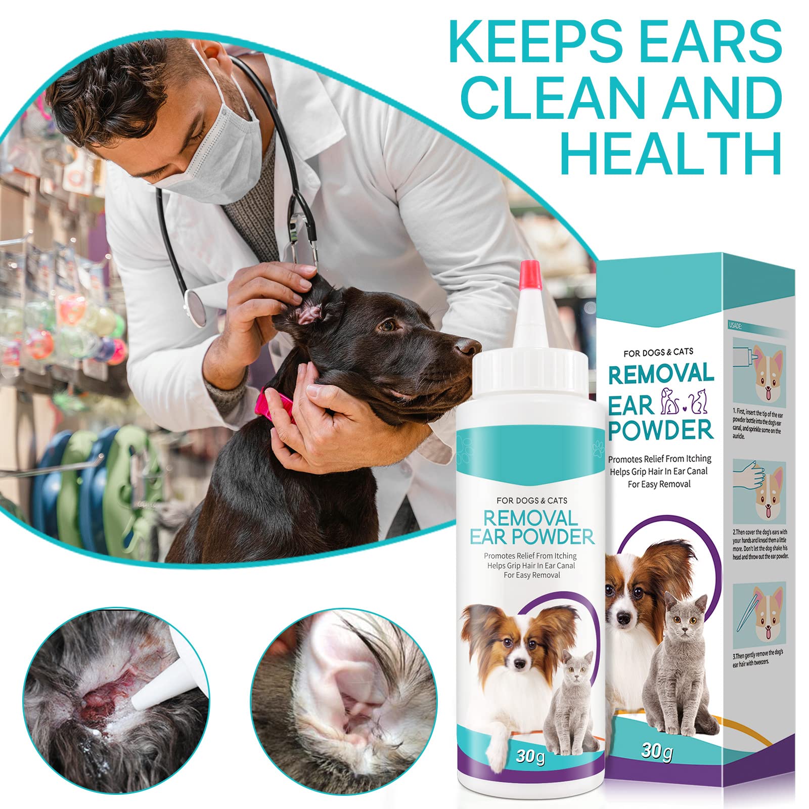 ZIXAOK dog ear cleaner powder premium care for your family member.