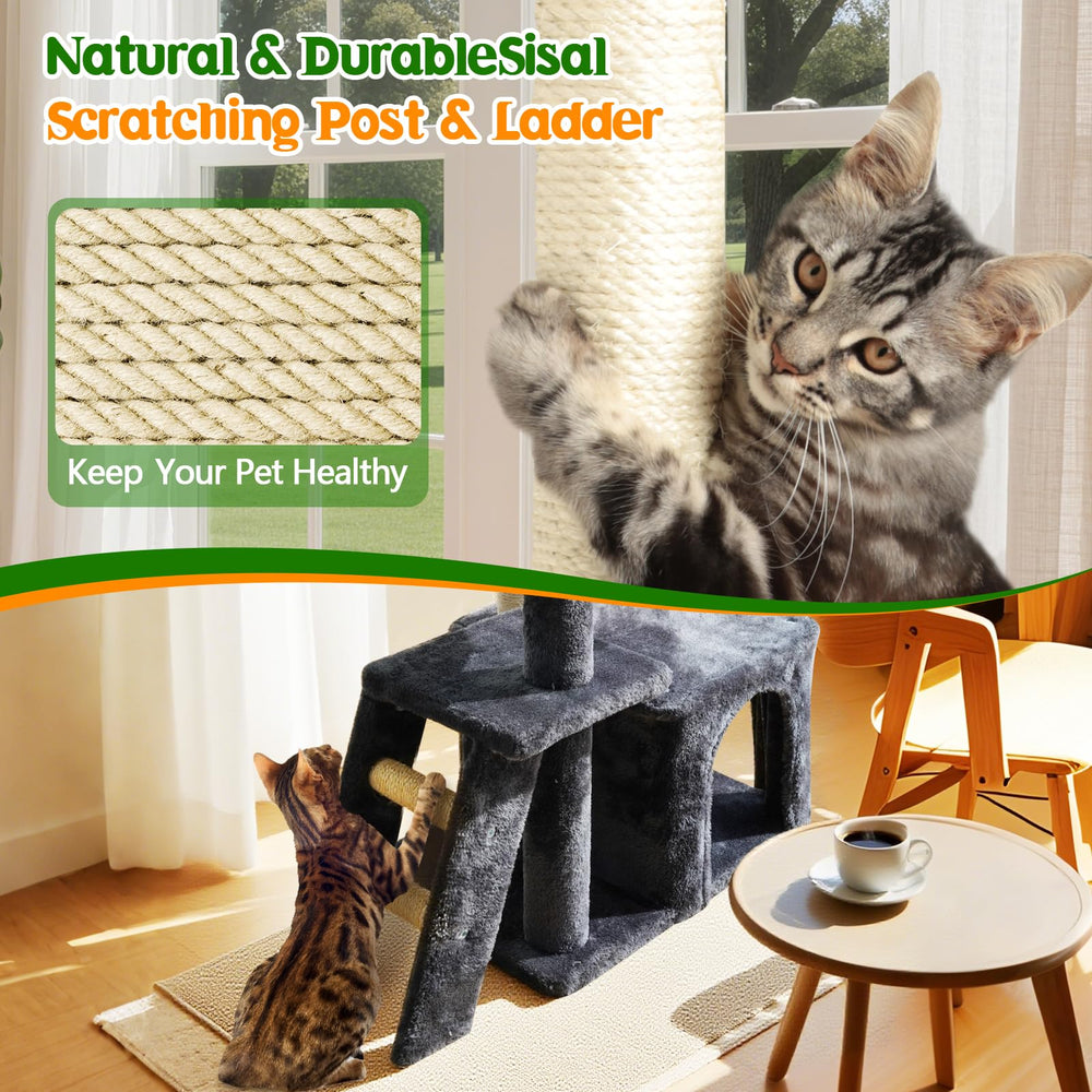 ZLAFM 38.4'' cat tree sisal pillars reveal natural scratching posts without dyes
