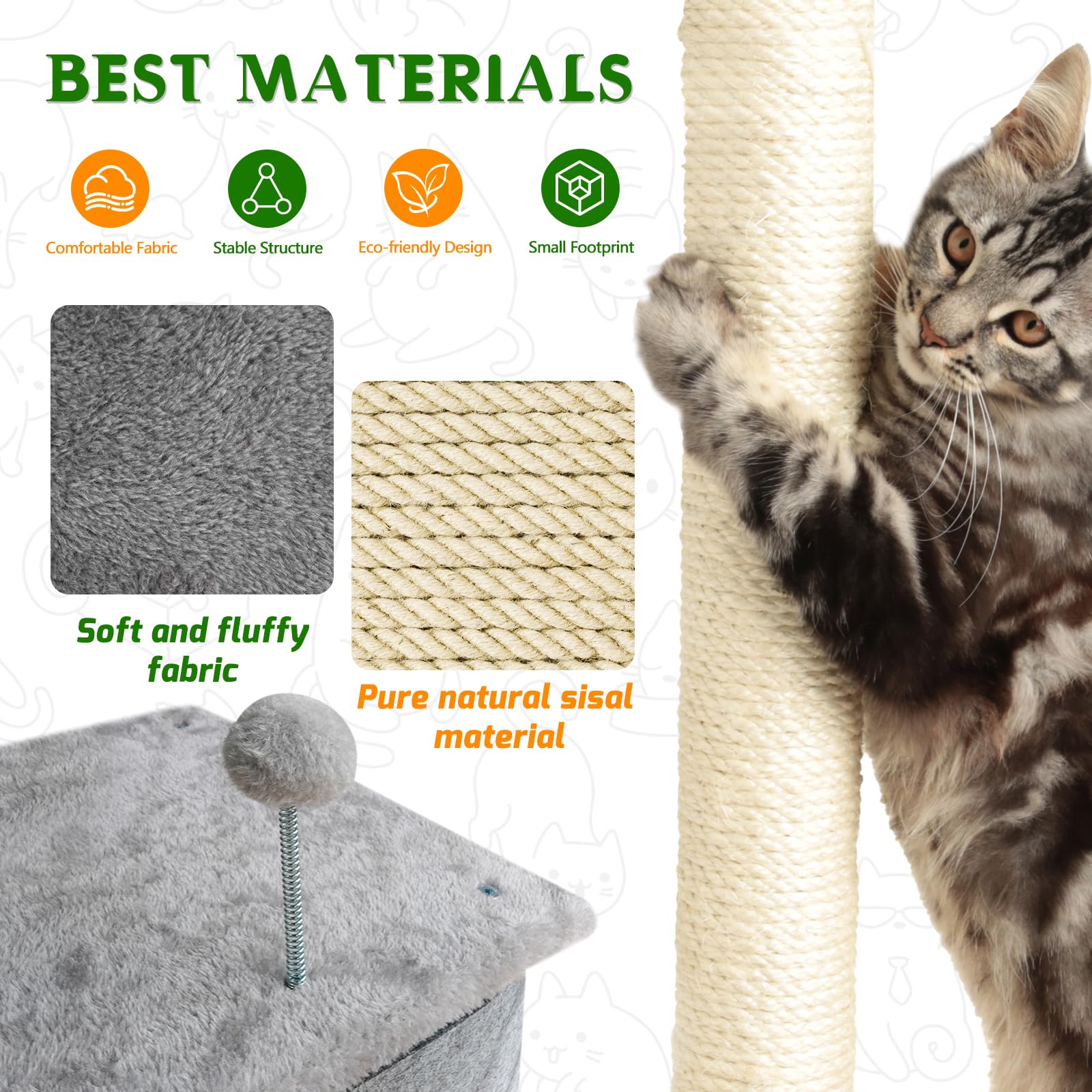 ZLAFM 437-inch cat tree with two condos provides private hides for cats.