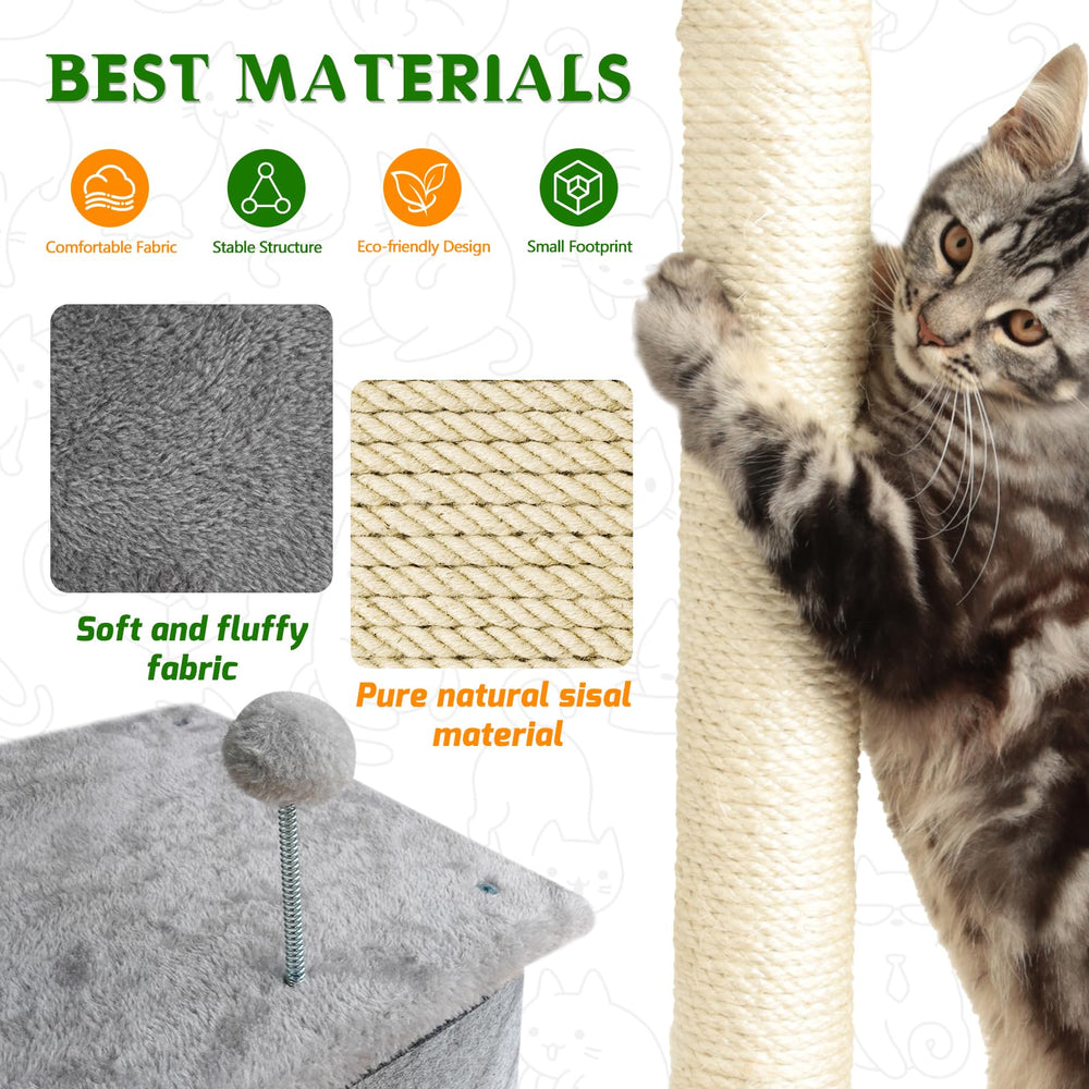 ZLAFM 437-inch cat tree with two condos provides private hides for cats.