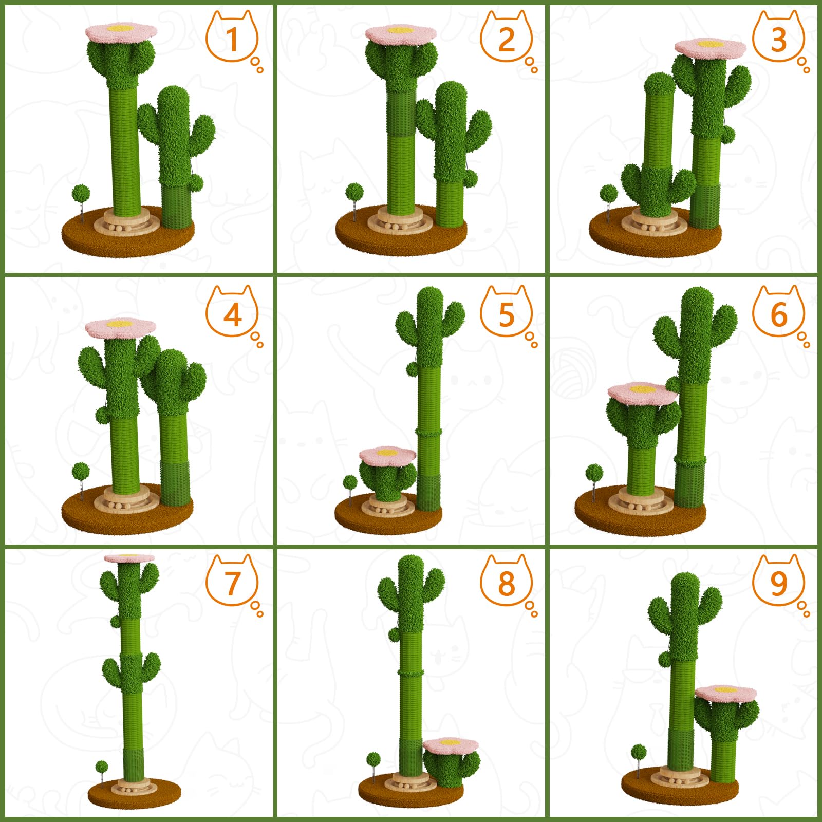 ZLAFM cactus-top flower perch enhances cozy resting and decor cohesion.