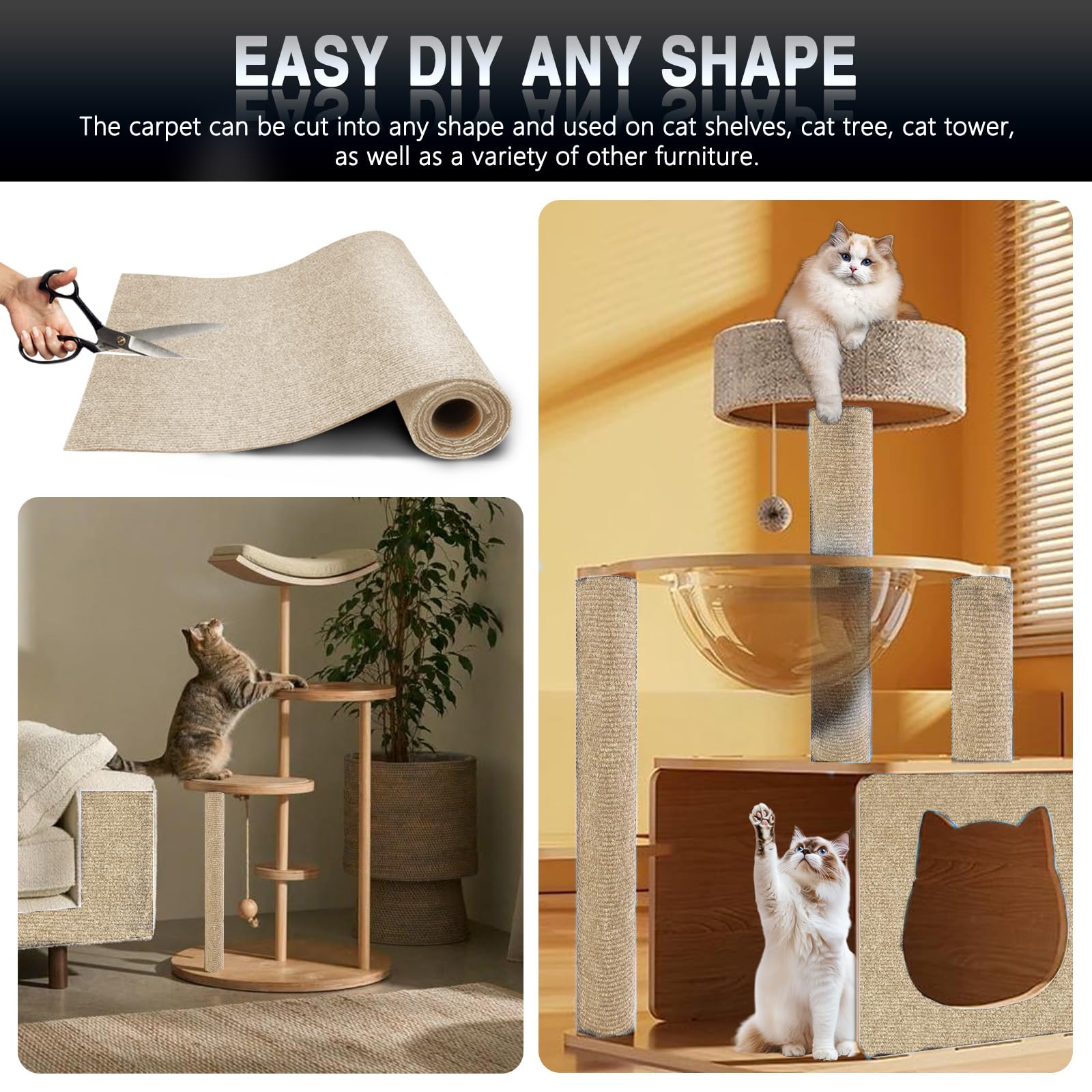 ZLAFM cat scratch mat includes eco-friendly adhesive and screws