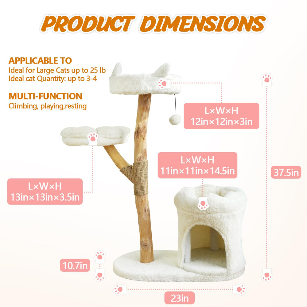 ZLAFM cat tree multi-tier side view highlights stable frame and cozy platforms.