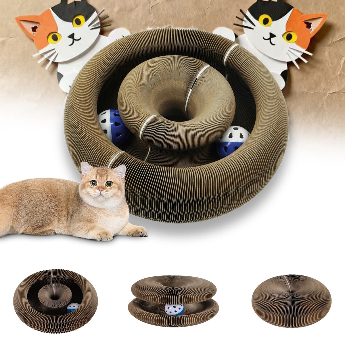 ZLAFM Magnetic Magic Organ cat-scratcher set-up for interactive play and feline curiosity.