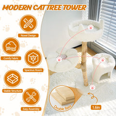 ZLAFM real wood cat tower sisal post detail promotes healthy scratching.