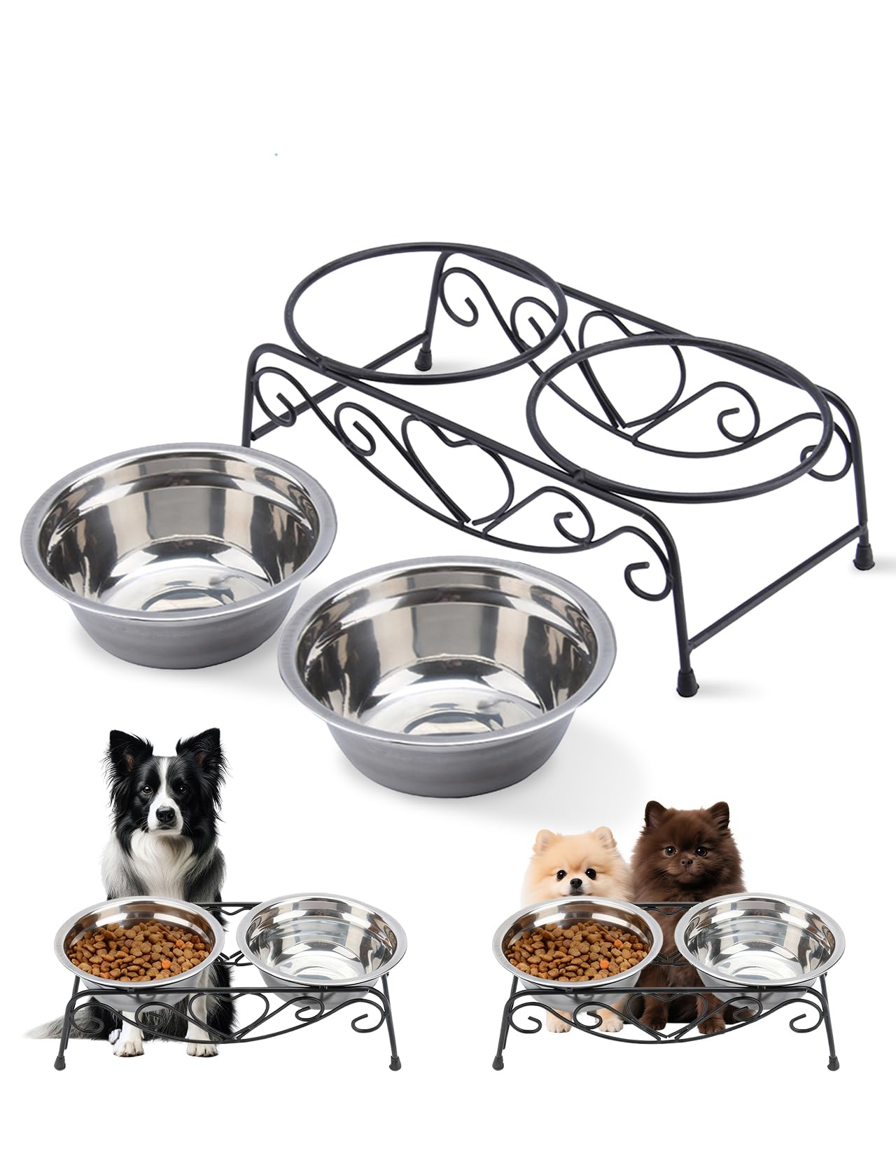 ZLXHDL elevated pet feeder stand with bowls reduces mess during meals