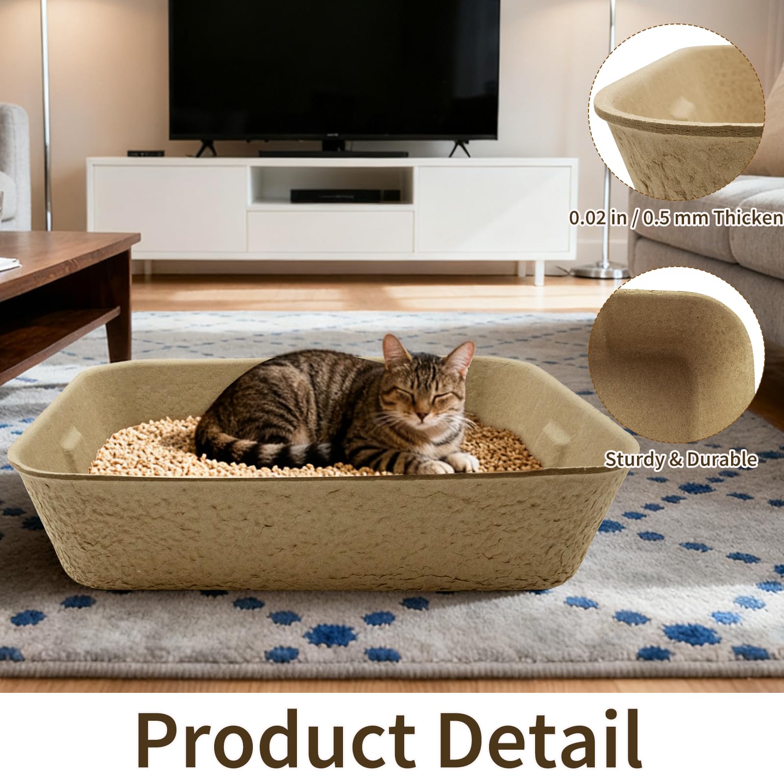 Zmpkhba spill-guard edges reduce scatter during busy litter box moments