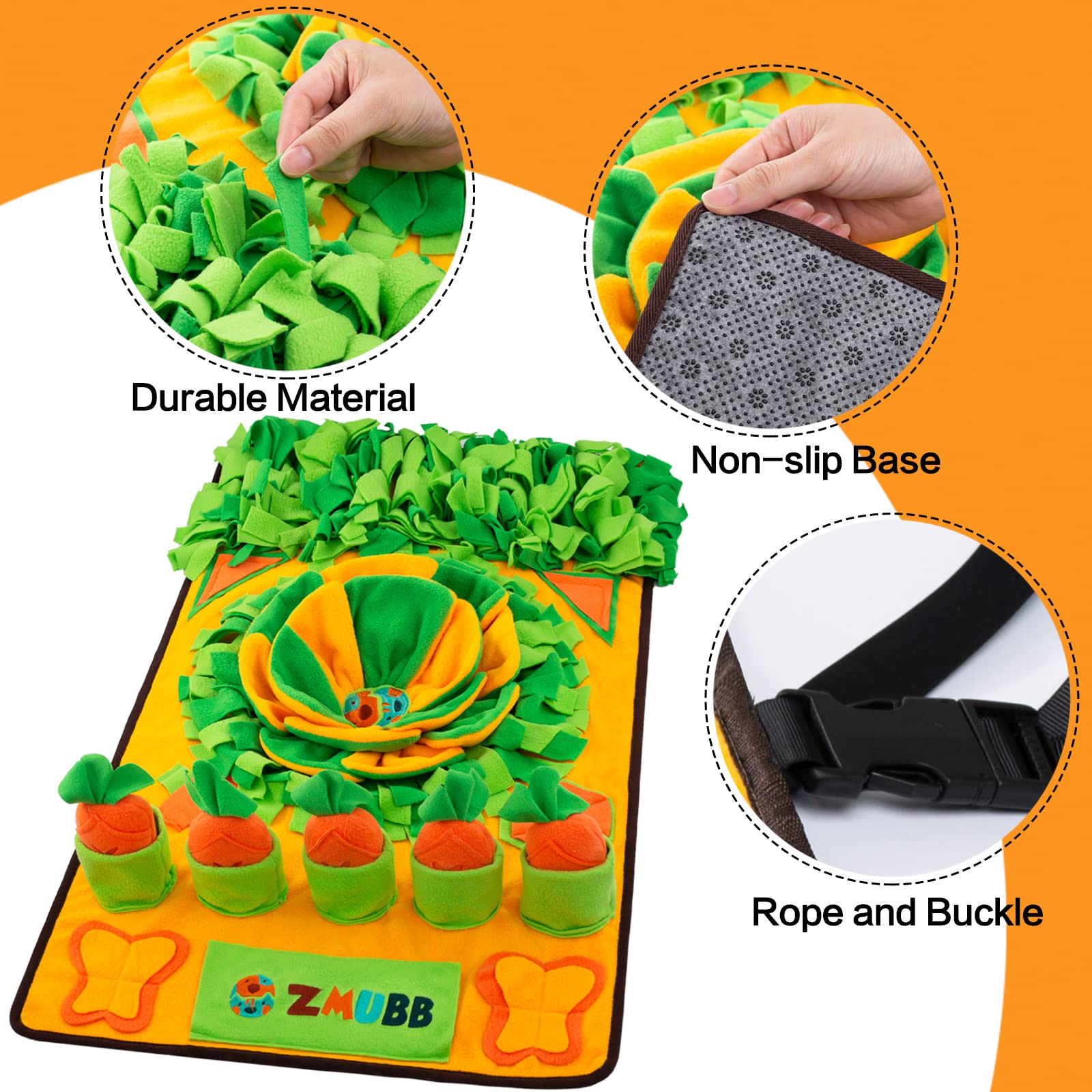 ZMUBB Snuffle Mat treat hiding feature encourages natural foraging behavior