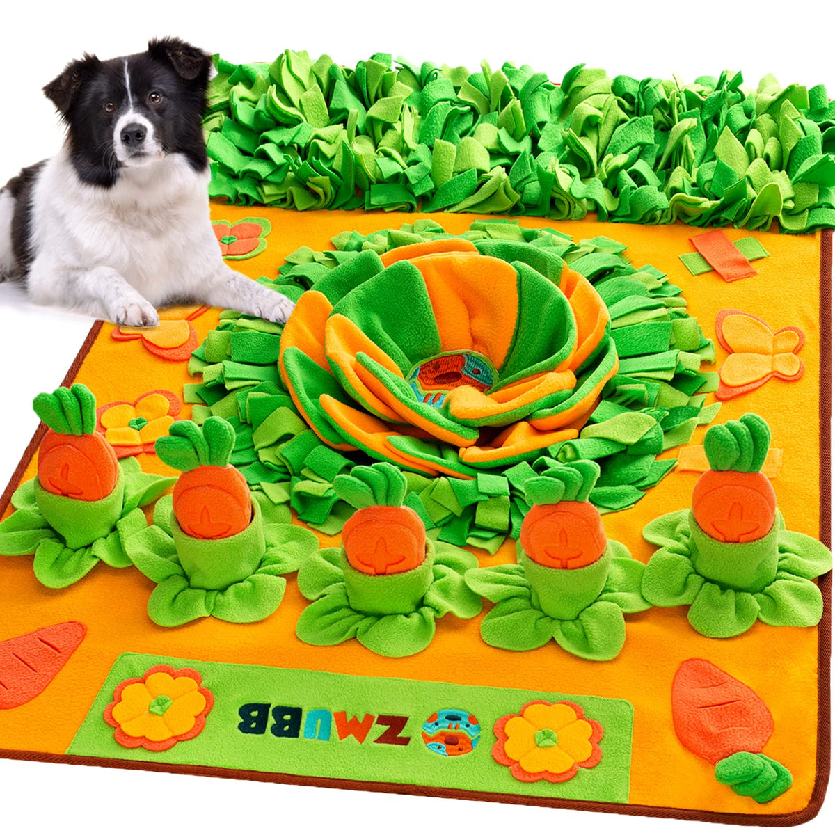 ZMUBB Snuffle Mat large-dog-40x27-5 shows dense grass textures for mental stimulation and slow feeding.