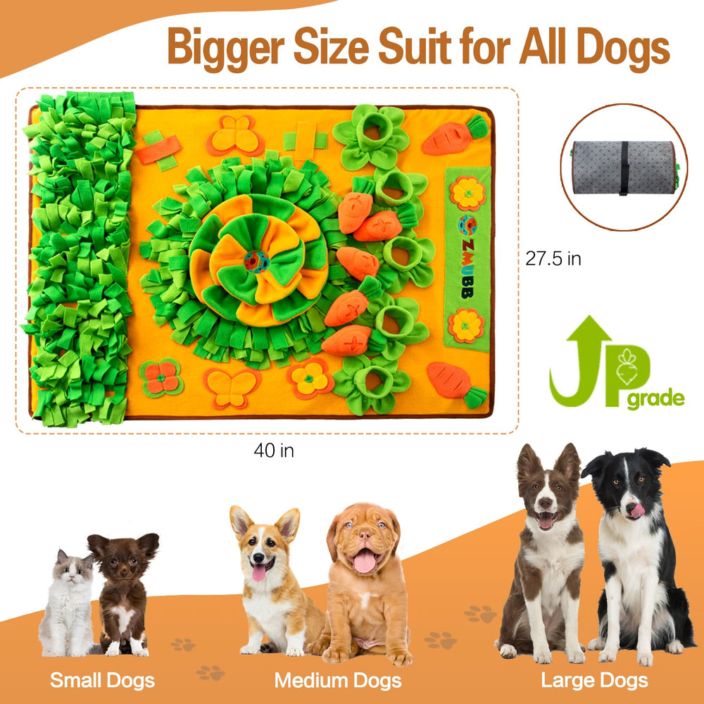 ZMUBB Snuffle Mat travel-ready-belt demonstrates car and outdoor portability.