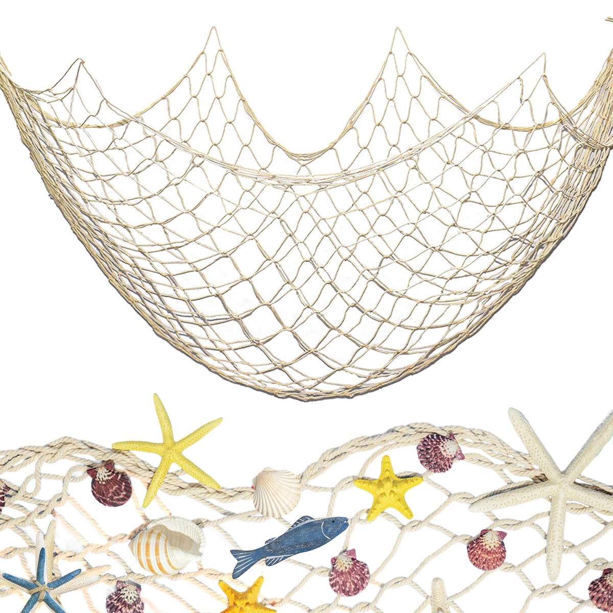 ZNBSIXP fishing net 79x39 natural decor with breathable cotton texture.