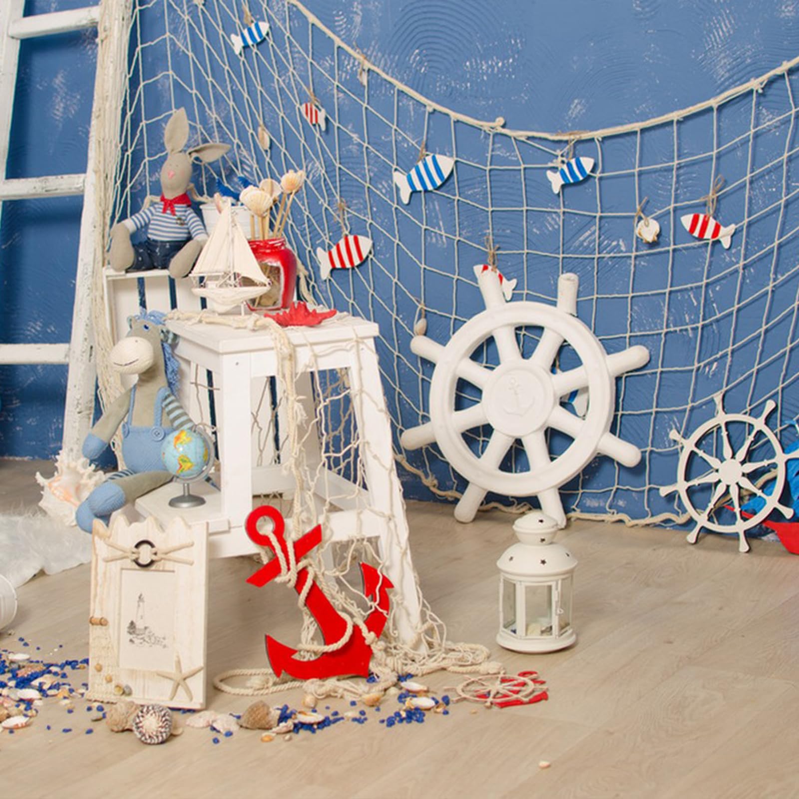 ZNBSIXP fishing net wall hanging with rustic coastal charm.