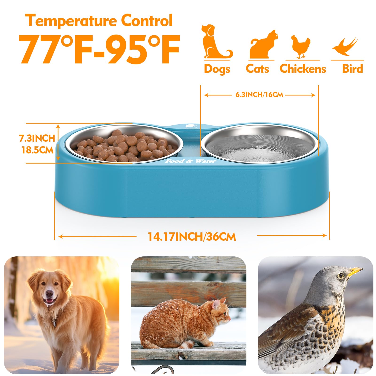 ZNOFAN winter-use bowl prevents water from freezing in cold conditions