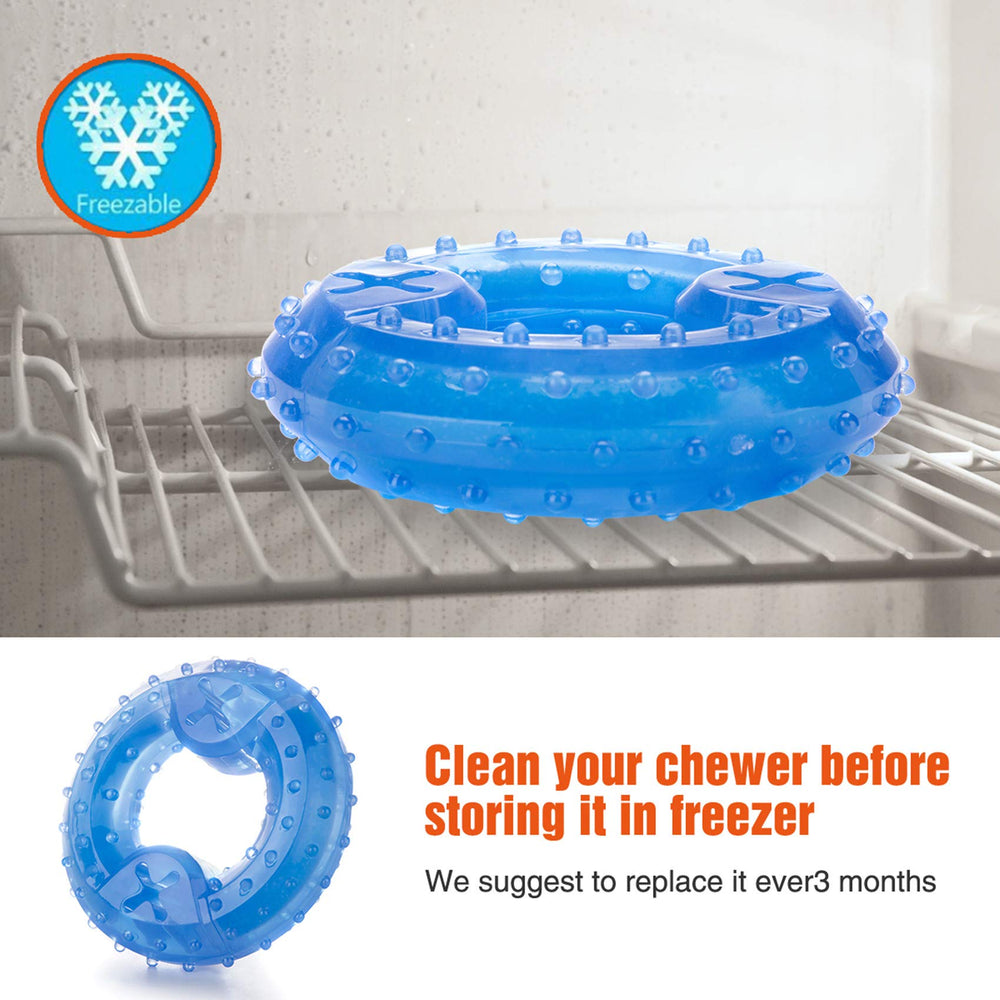 ZNOKA Arctic Freeze Fetch Toy shown with treat-dispensing feature.