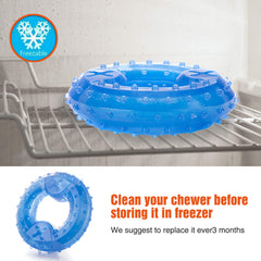 ZNOKA Arctic Freeze Fetch Toy shown with treat-dispensing feature.