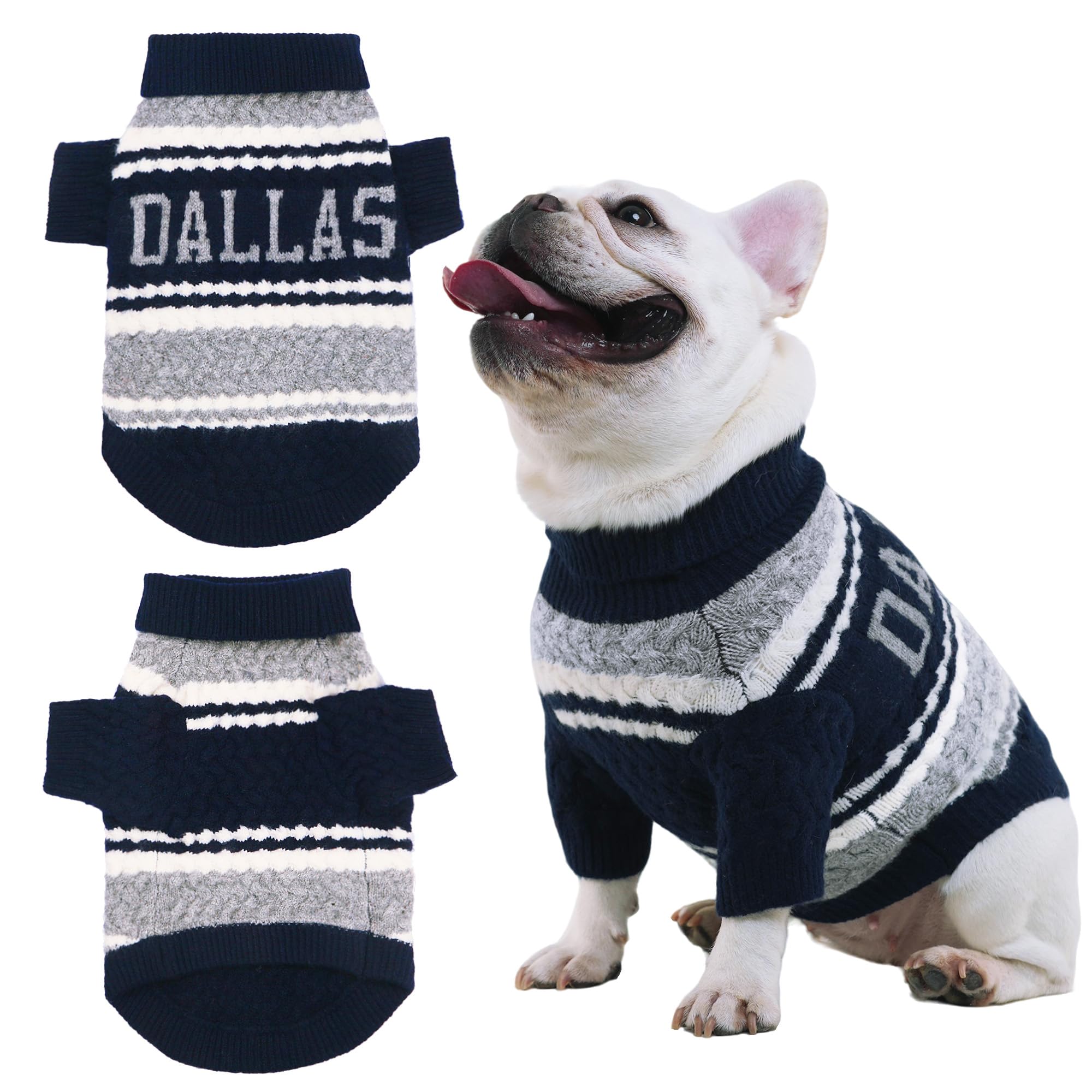 ZOARVEXD Dallas football-theme pullover for active small dogs and game-day walks.