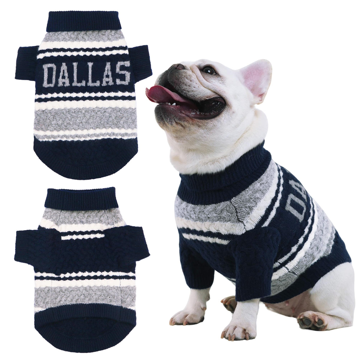 ZOARVEXD Dallas football-theme pullover for active small dogs and game-day walks.