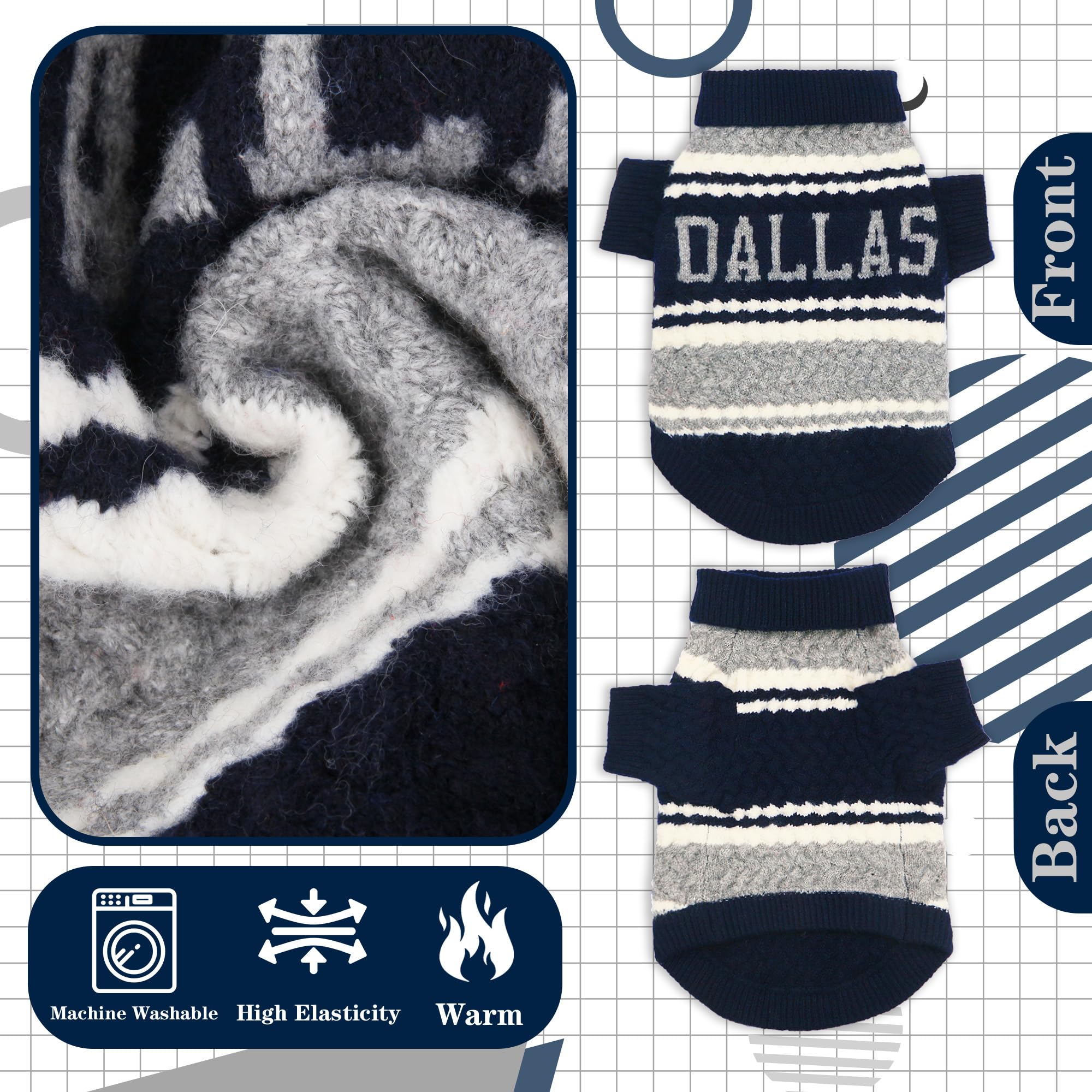 ZOARVEXD Dallas small dog sweater with potty-friendly cut for easy bathroom breaks.