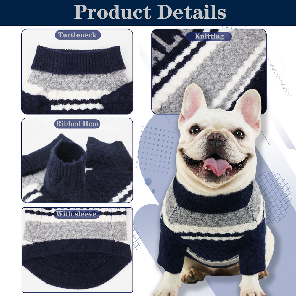 ZOARVEXD Dallas small dog sweater features a snug turtleneck design for warmth.