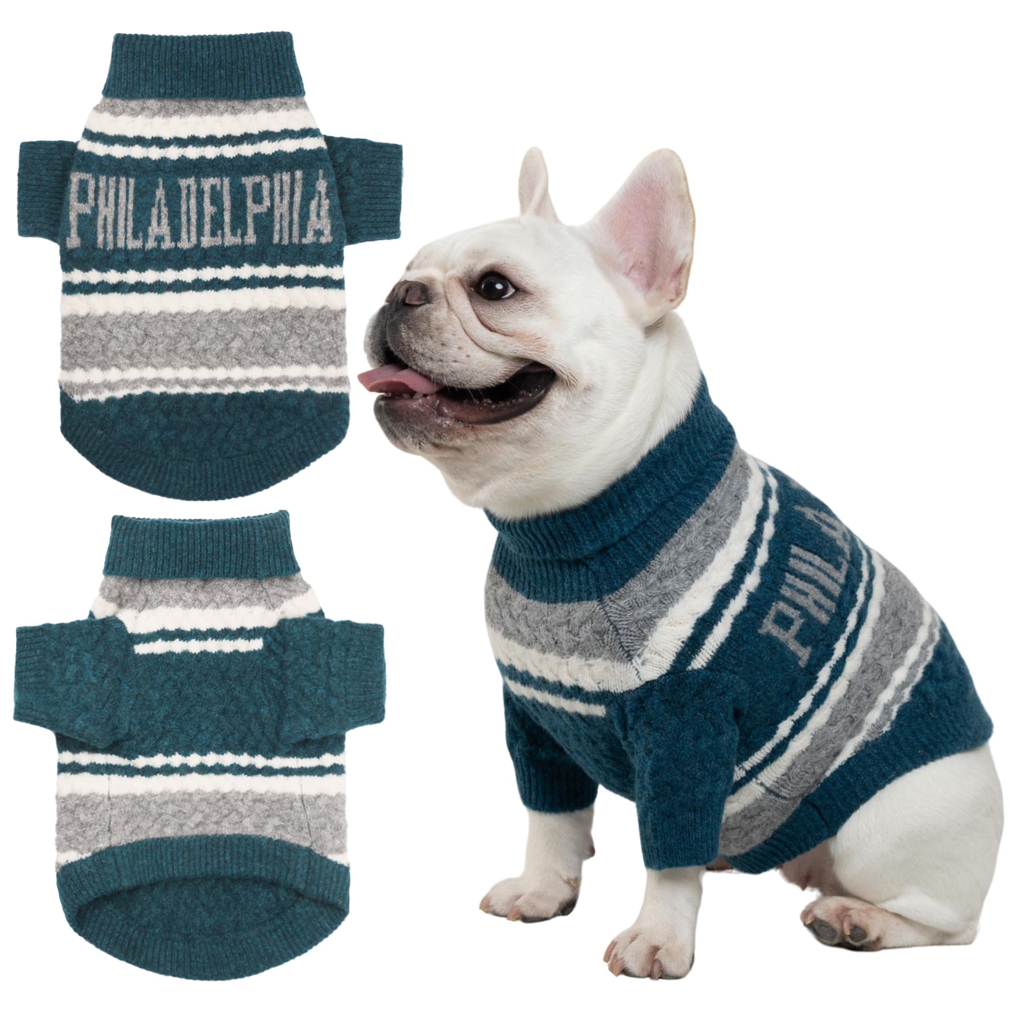 ZOARVEXD football-themed sweater front view offers warm game-day style.