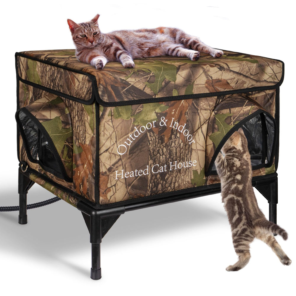 ZOCHIXEL heated cat house outdoor side view showcasing weatherproof shelter with insulation for winter warmth