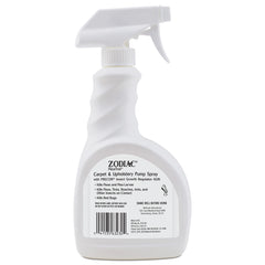 Zodiac Carpet and Upholstery Pump Spray in action treating upholstery and rugs for fleas.