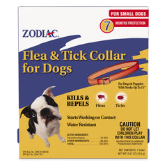 Zodiac flea and tick collar for dogs small packaging shows long-lasting protection