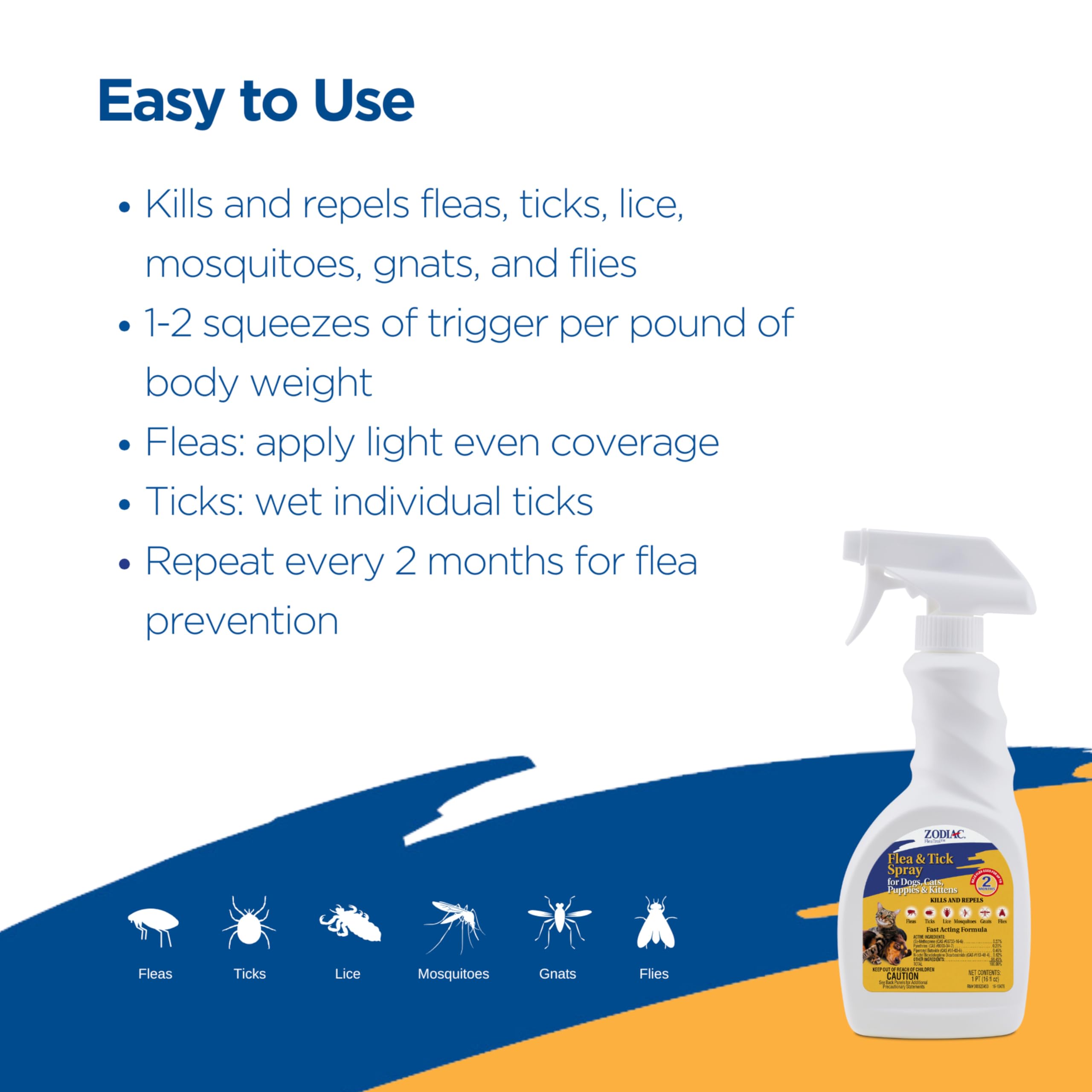 Zodiac Flea & Tick Spray applied to a cat for safe pest control.