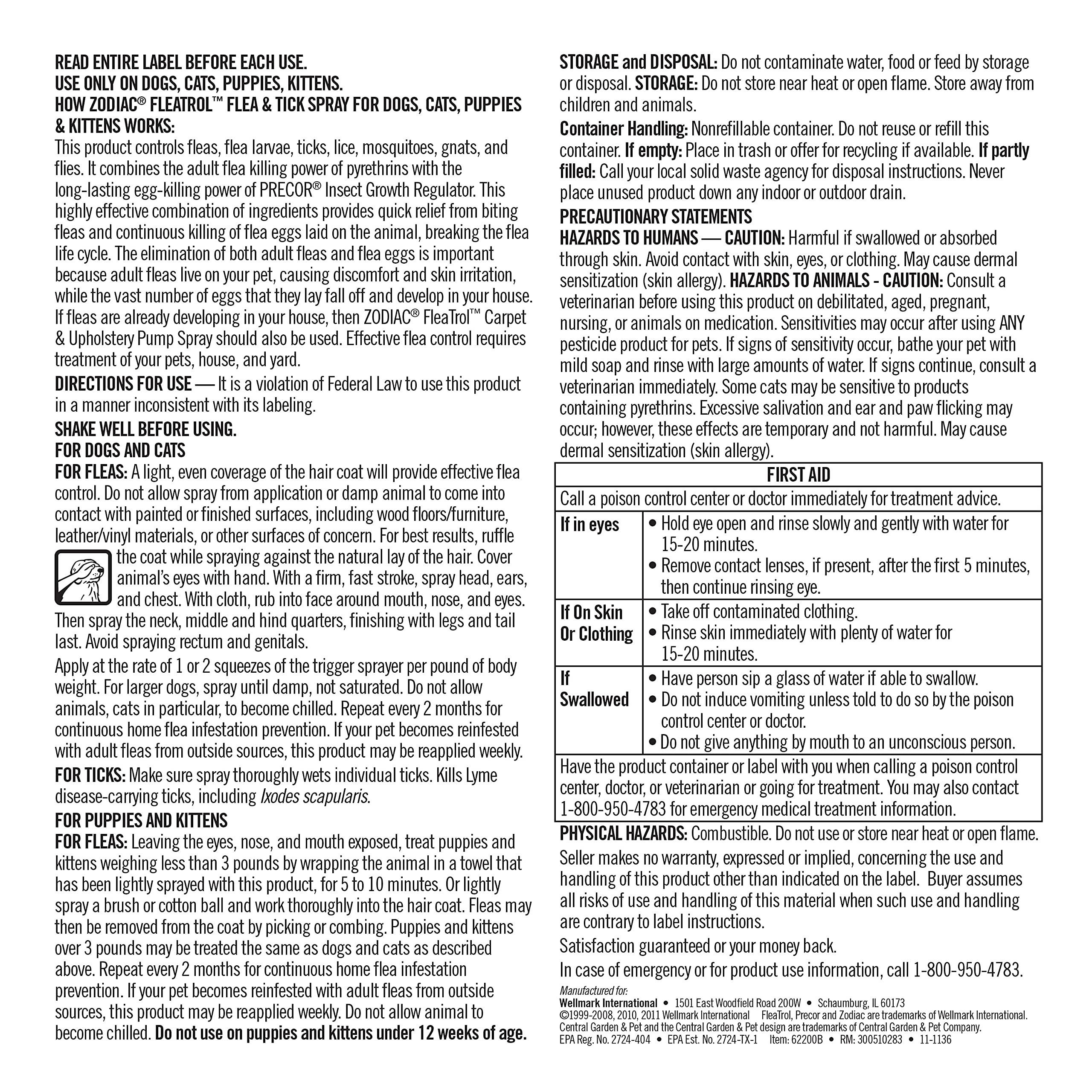 Zodiac Flea & Tick Spray features a pleasant scent for easy grooming.