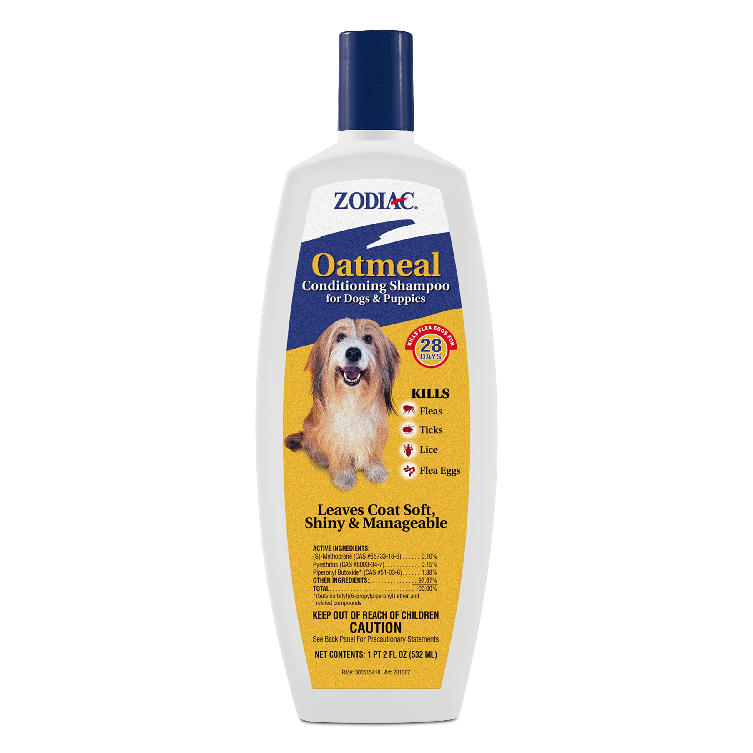 Zodiac Oatmeal Conditioning Shampoo bottle pour for easy application during grooming sessions