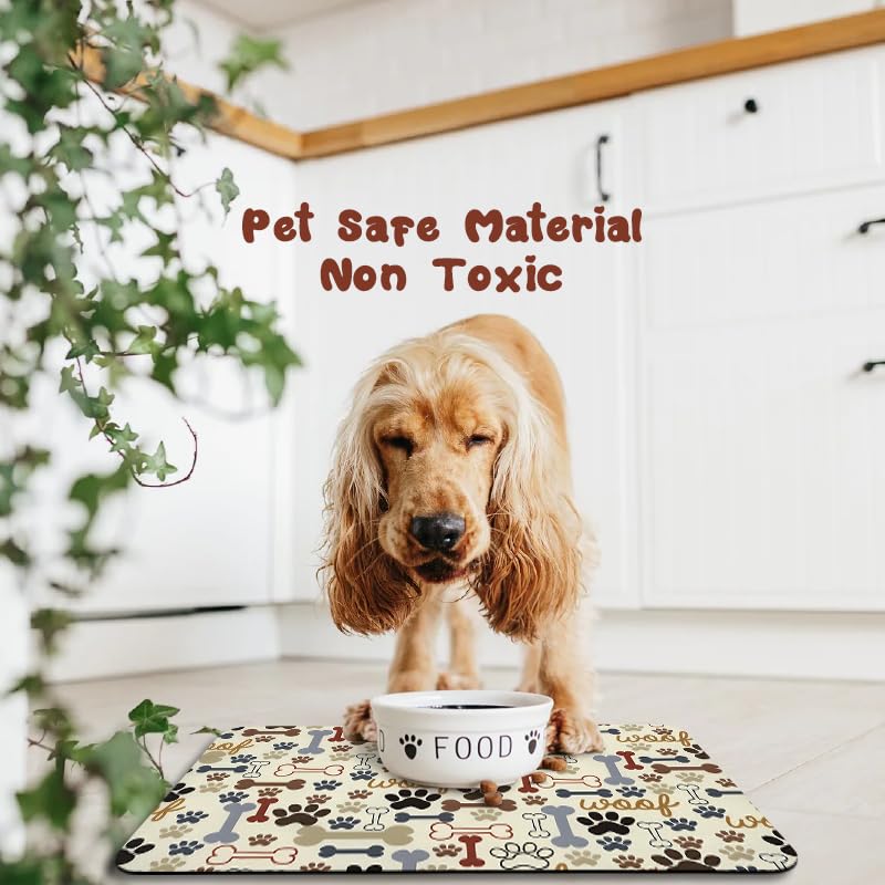 Zoeeya dog feeding area setup featuring mats enhances tidy dining