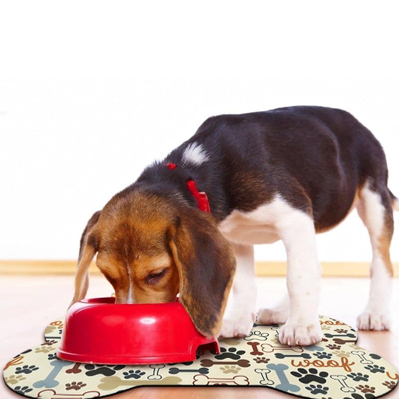 Zoeeya dog food mat beige color blends with decor.