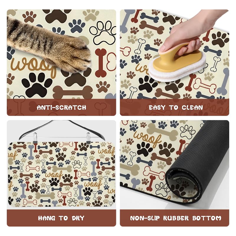 Zoeeya dog food mat non-slip backing prevents mat from sliding