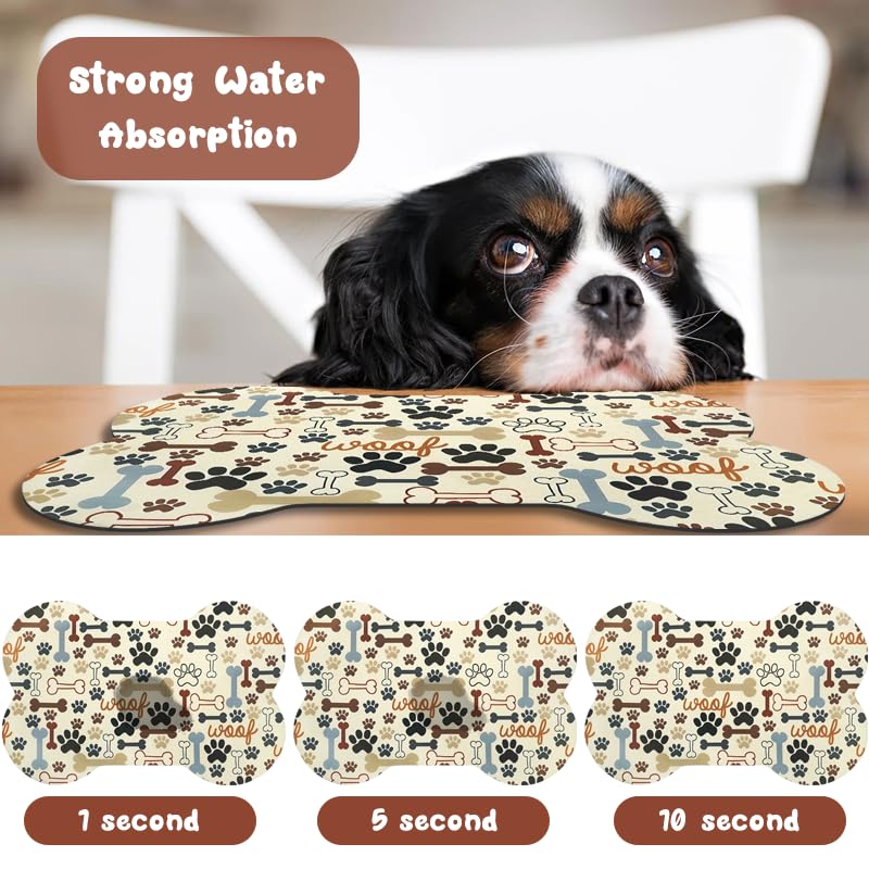 Zoeeya dog food mat with waterproof backing keeps spills on mat, protecting floors.