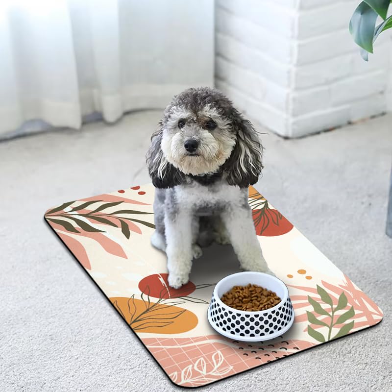 Zoeeya dog food mats Bohemia Tropical Leaves design adds stylish feeding area.