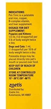 Zoetis Pet-Tinic Drops dosing syringe enables simple administration.